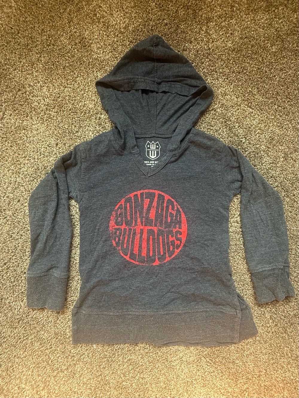Gonzaga Bulldogs Kids Hooded Sweatshirt - Dark Gray with Red Logo